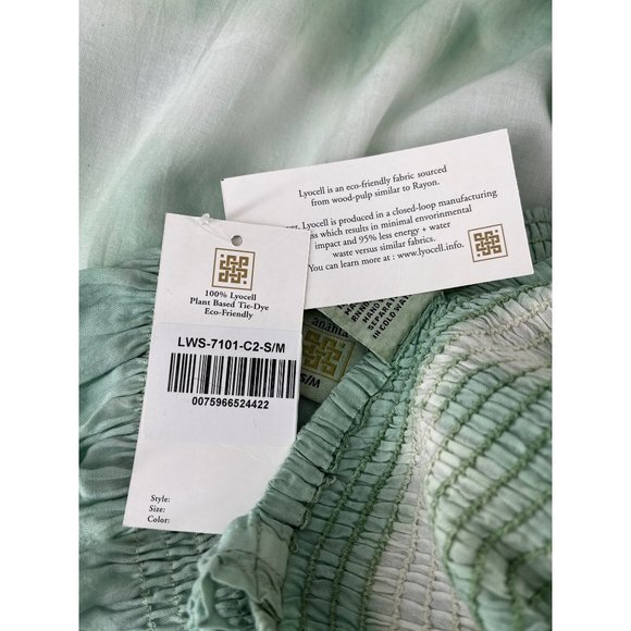 Ananta crop top maxi skirt small 2 piece set tie dye green white smocked - Picture 9 of 12